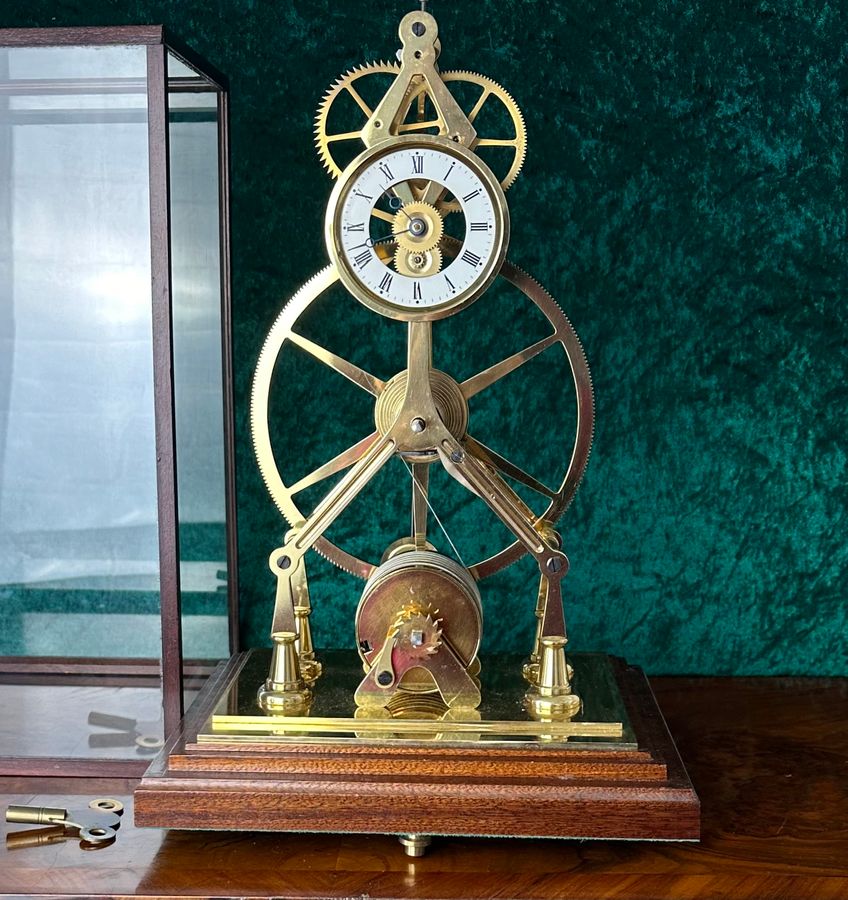 great wheel skeleton clock with dust cover